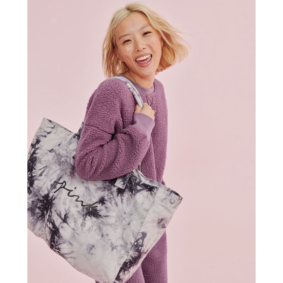 Victoria's Secret Handbags - Victoria’s Secret Pink Grey Tie Dye Canvas Tote, New with Tags